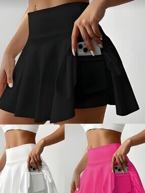 Flared Sports Skort With Pocket Moisture Wicking Size Large Various Colors